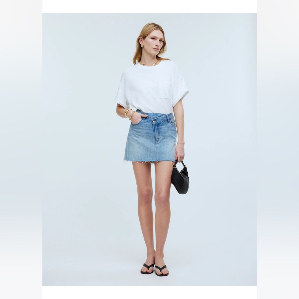 Madewell Denim Crossover-Waist Mini Skirt in Ladson Wash